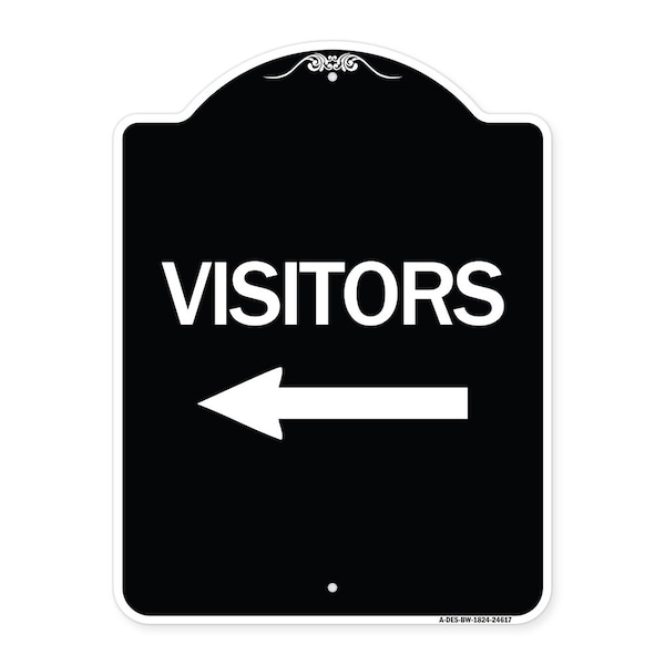 Signmission Visitors with Left Arrow Heavy-Gauge Aluminum Architectural Sign, 24" x 18", BW-1824-24617 A-DES-BW-1824-24617 - main